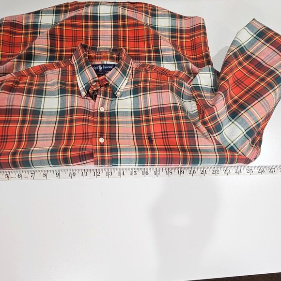 Vintage Ralph Lauren Shirt Mens Medium Red Plaid Button Up Preppy Western Casual - Picture 6 of 7